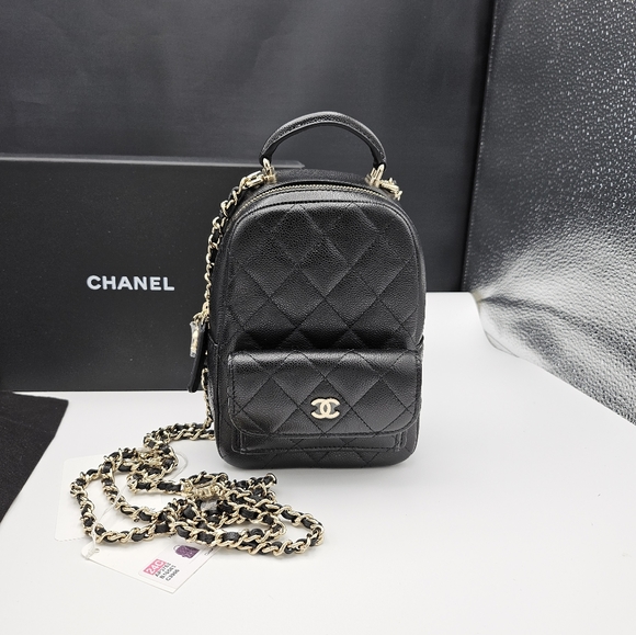 Brand new 24C authentic Chanel mini backpack in caviar leather - Picture 14 of 17
